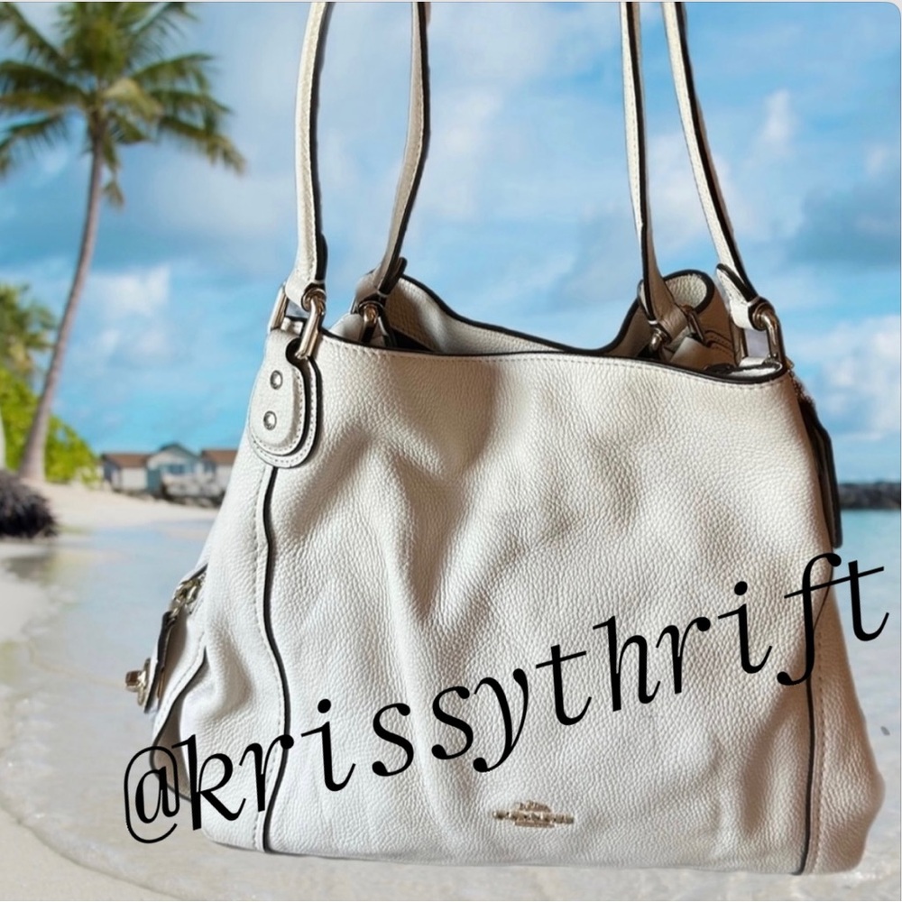 Coach Edie 31 Pebbled Leather Shoulder Bag in Chalk Color
